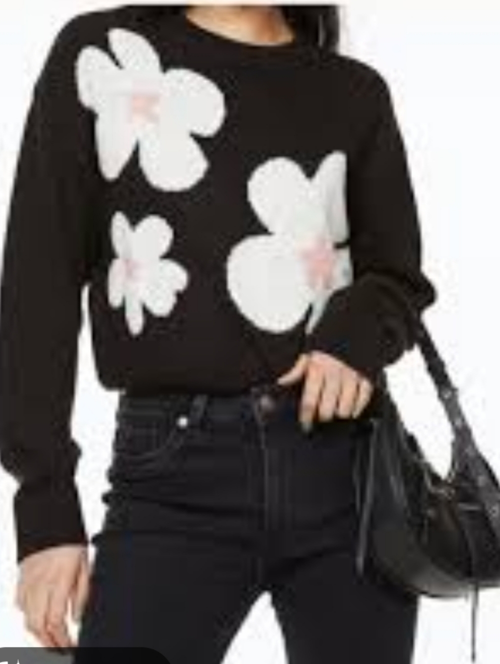 New H&M Black Floral Sweater